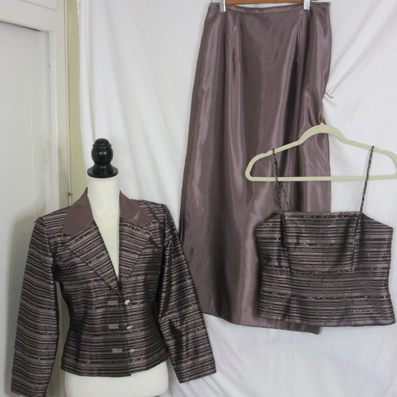 JS Collections Skirt Set Beaded Embroidered 3 Piece Formal Evening Size 6 - Picture 2 of 16